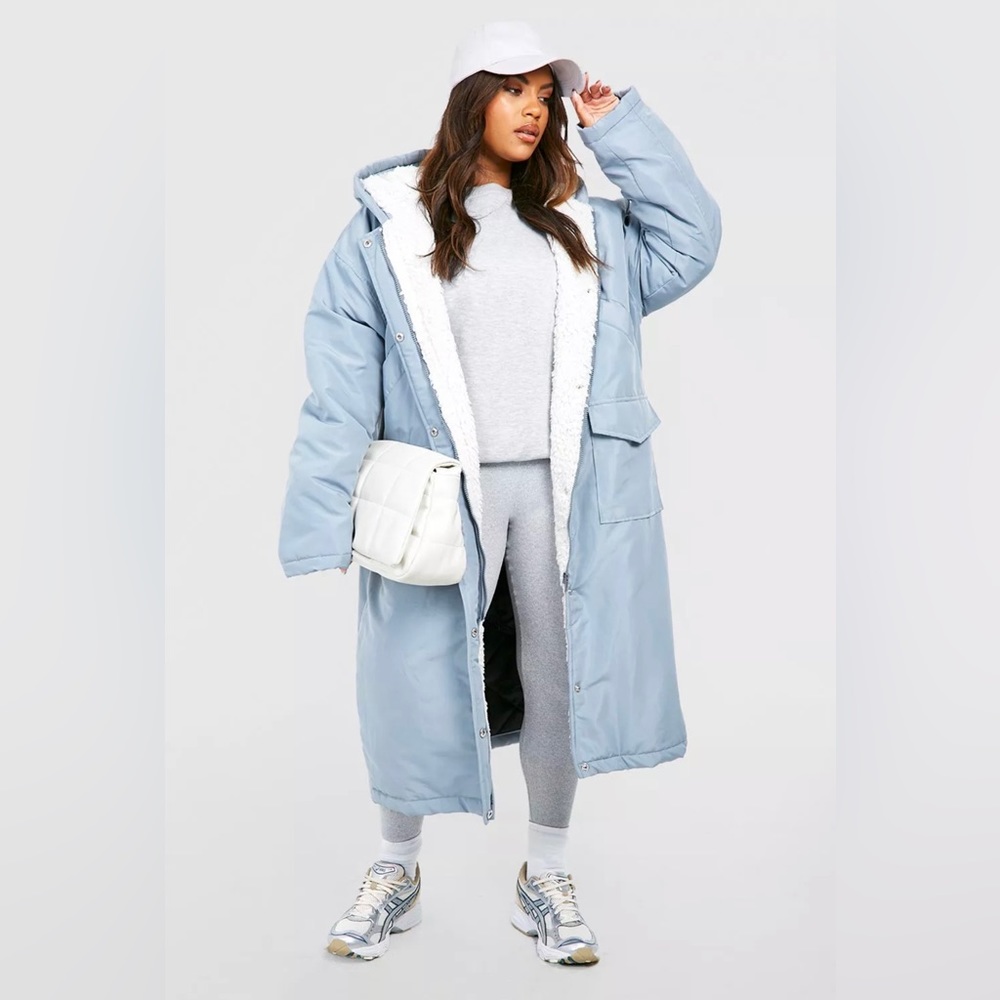 Boohoo Plus Longline Fleece Lined Parka
